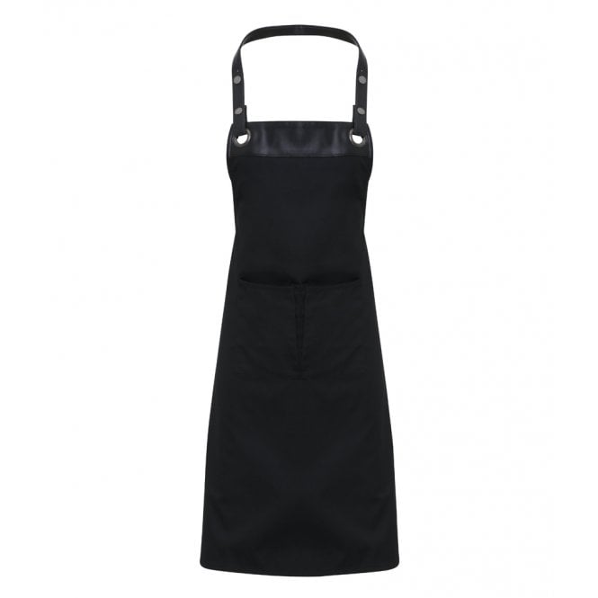 Premier espresso bib apron, black/black, custom printed workwear