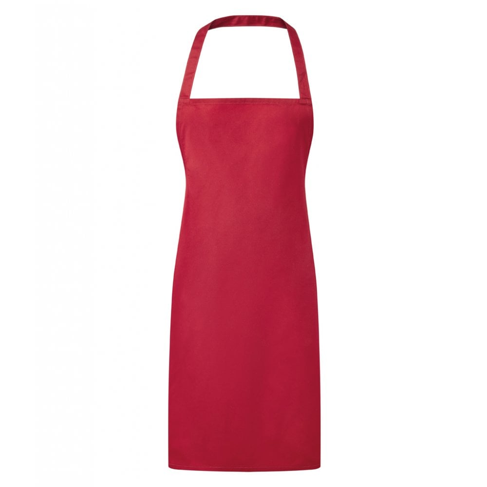 Premier essential bib apron, red, custom printed workwear, personalised