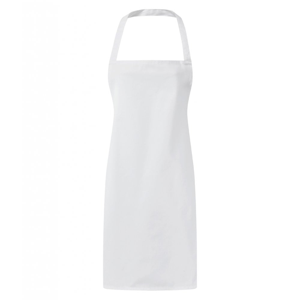 Premier essential bib apron, white, custom printed workwear, personalised