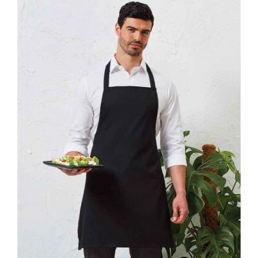Premier essential bib apron, black, custom printed workwear, personalised