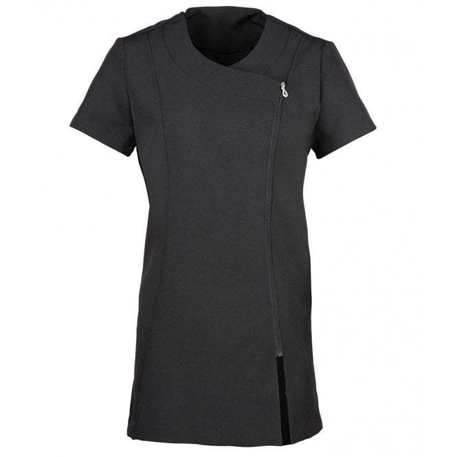 Premier ladies camellia short sleeve tunic, black, for custom printing, personalised workwear