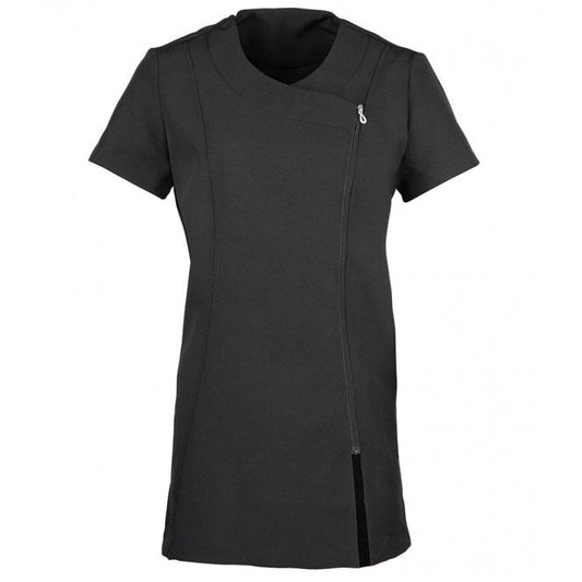 Premier ladies camellia short sleeve tunic, black, for custom printing, personalised workwear