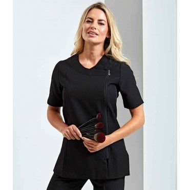Premier ladies camellia short sleeve tunic, black, for custom printing, personalised workwear