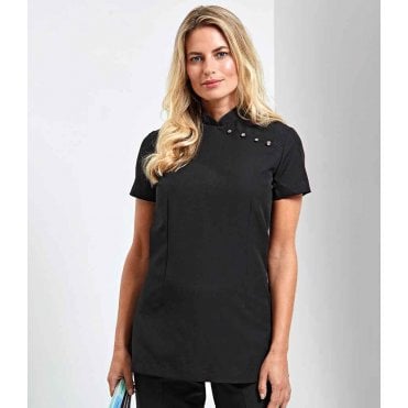 Premier ladies mika short sleeve tunic, black, for custom printing, personalised workwear