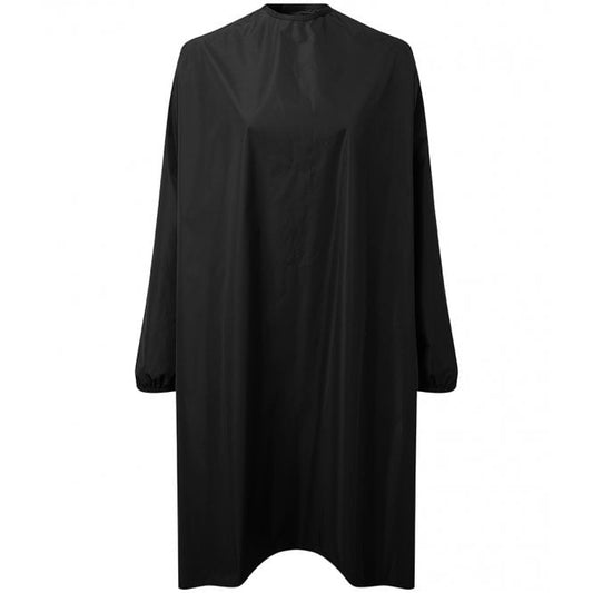 Premier waterproof long sleeve salon gown, black, custom printed