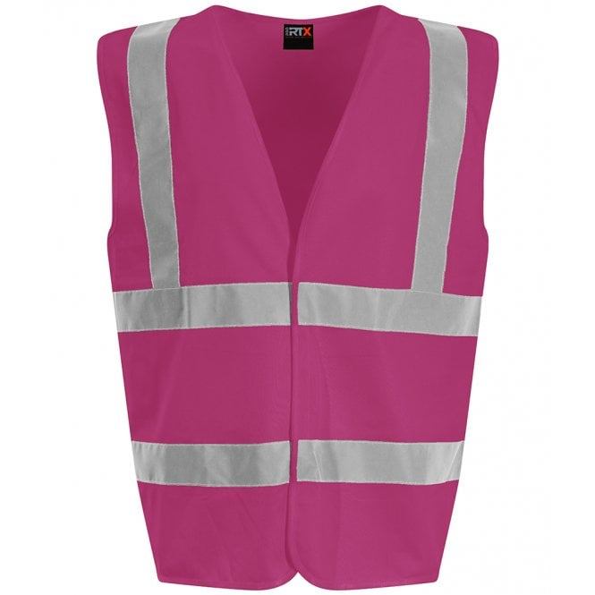 Pro RTX high visibility waistcoat, raspberry, custom printed workwear