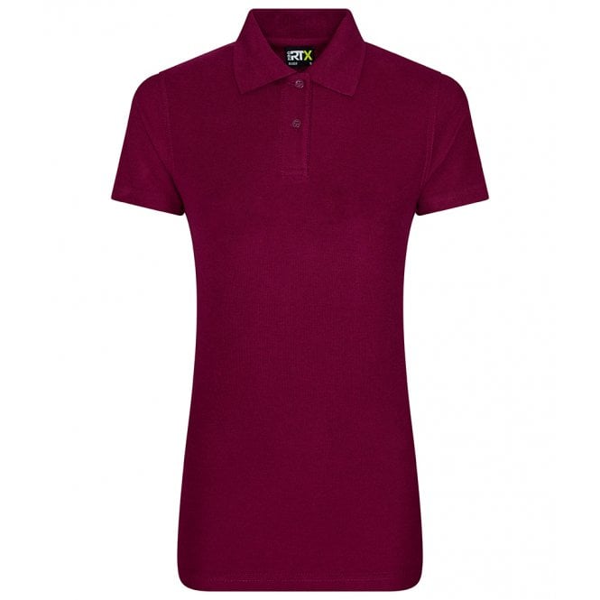 Pro RTX ladies pique polo shirt, burgandy, custom printed workwear