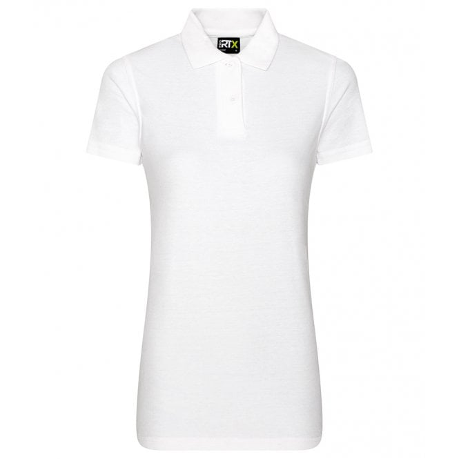 Pro RTX ladies pique polo shirt, white, custom printed workwear