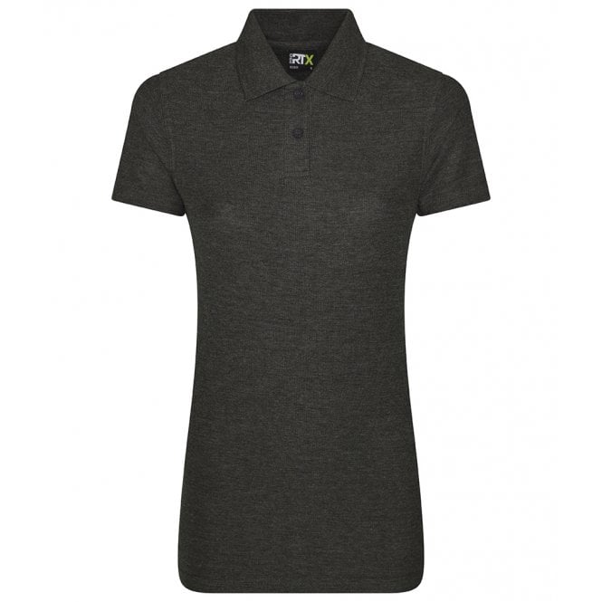 Pro RTX ladies pique polo shirt, charcoal, custom printed workwear