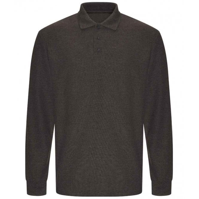 Pro RTX long sleeve pique polo shirt, charcoal, custom printed workwear
