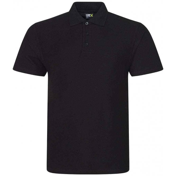 Pro RTX pique polo shirt, black, custom printed workwear