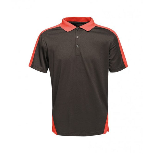 Regatta contrast quick wicking pique polo short, black/red, for custom printing, printed workwear
