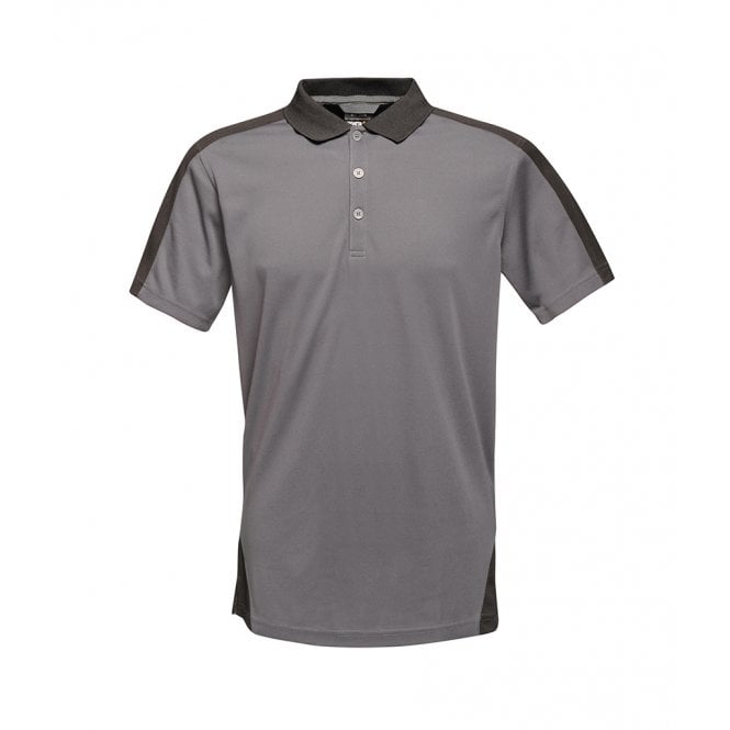 Regatta contrast quick wicking pique polo short, grey/black, for custom printing, printed workwear