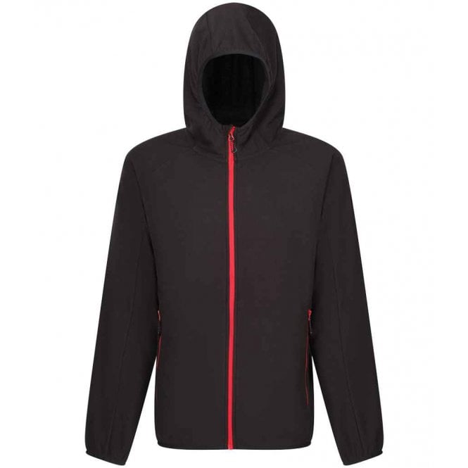 Regatta Navigate full zip hooded fleece jacket, Black/Red, custom printed workwear