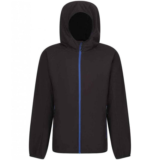 Regatta Navigate full zip hooded fleece jacket, Black/Royal blue, custom printed workwear