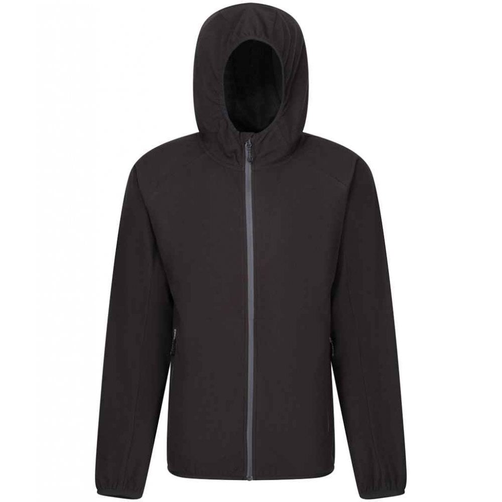 Regatta Navigate full zip hooded fleece jacket, Black/Seal Grey, custom printed workwear