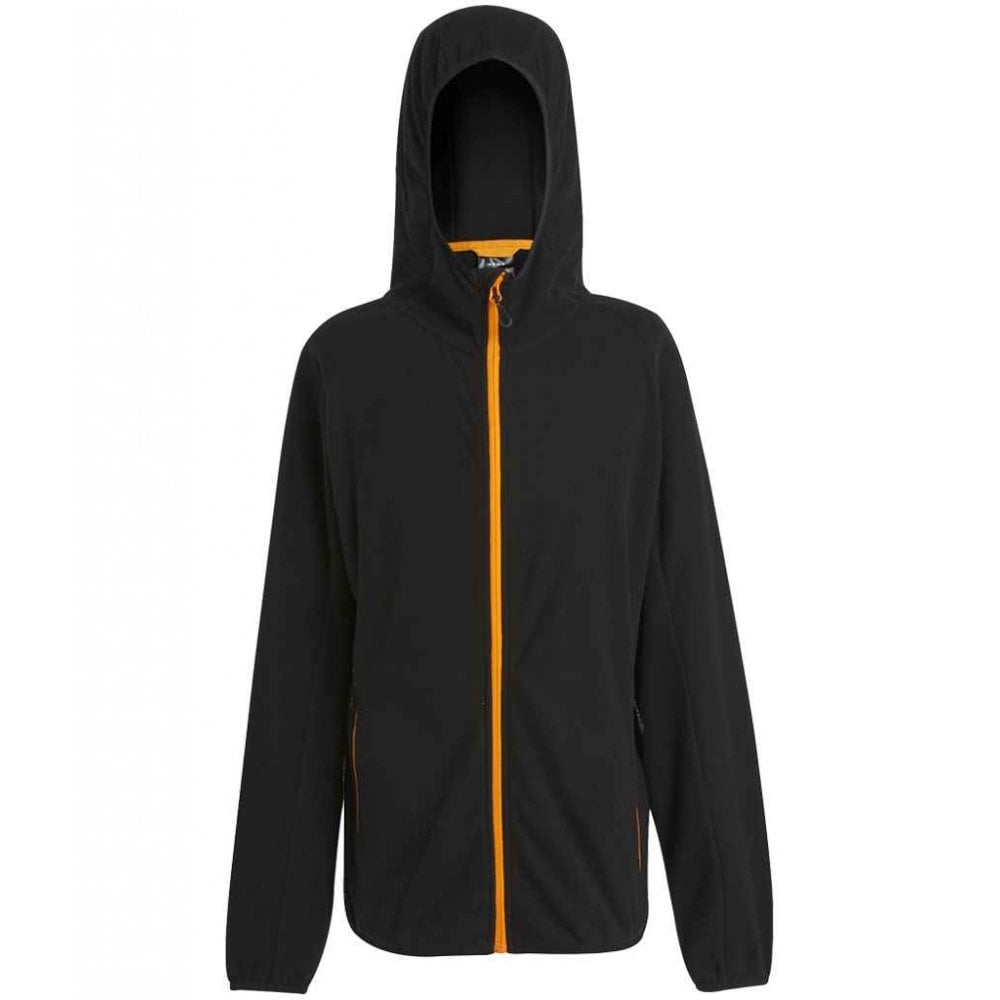 Regatta Navigate full zip hooded fleece jacket, Black/Orange, custom printed workwear