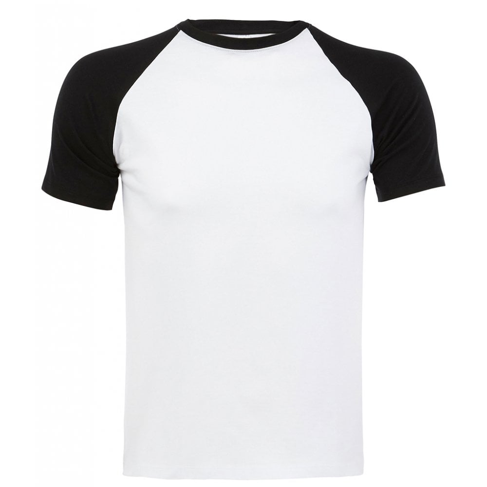 Sols, funky contrast baseball t-shirt, white/black, custom printed