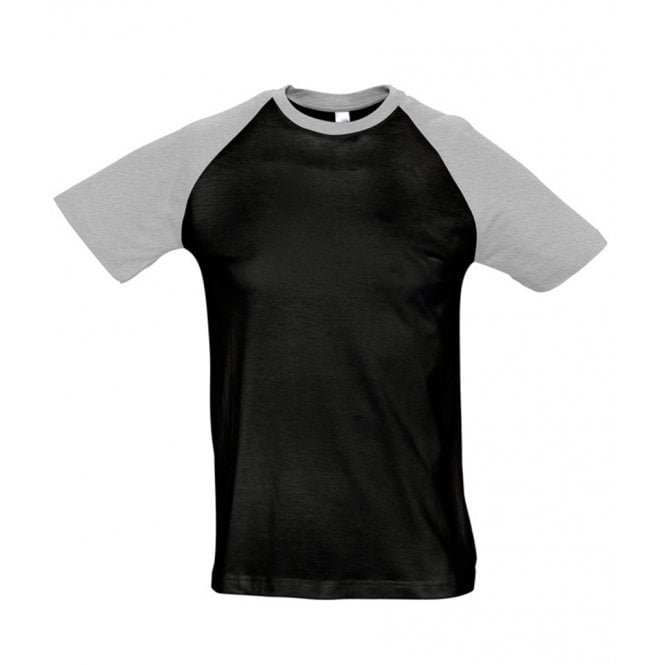 Sols, funky contrast baseball t-shirt, black/grey, custom printed