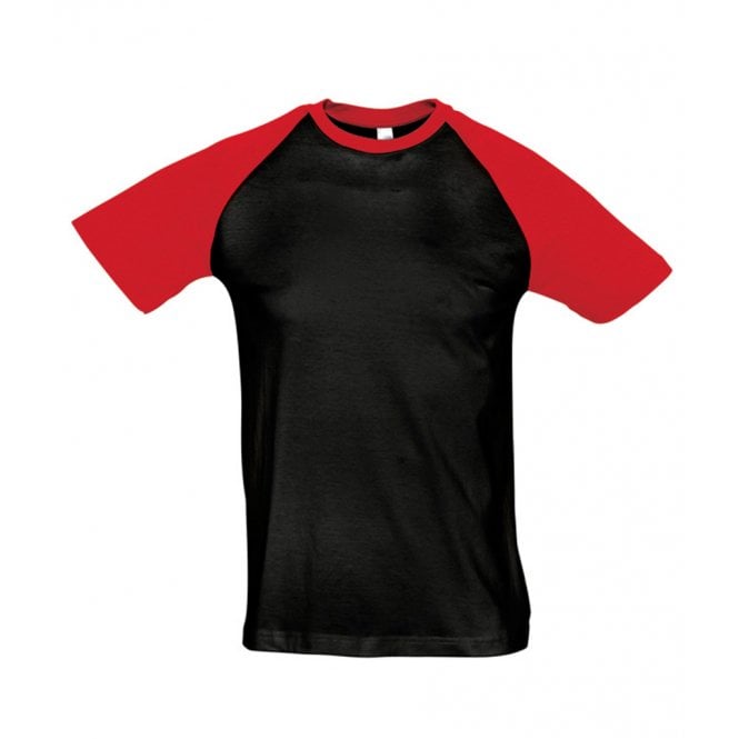 Sols, funky contrast baseball t-shirt, Black/red, custom printed