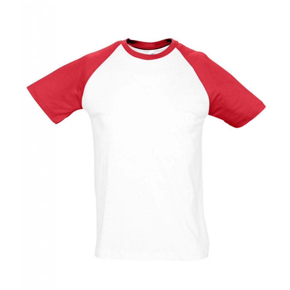 Sols, funky contrast baseball t-shirt, white/Red, custom printed