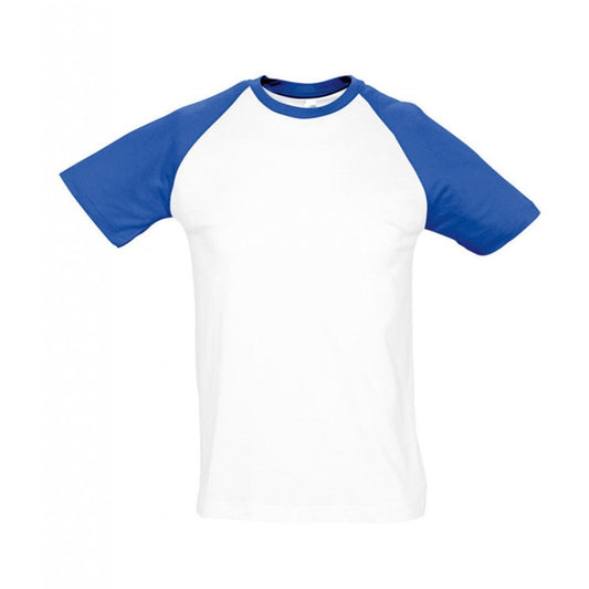 Sols, funky contrast baseball t-shirt, white/Royal blue, custom printed
