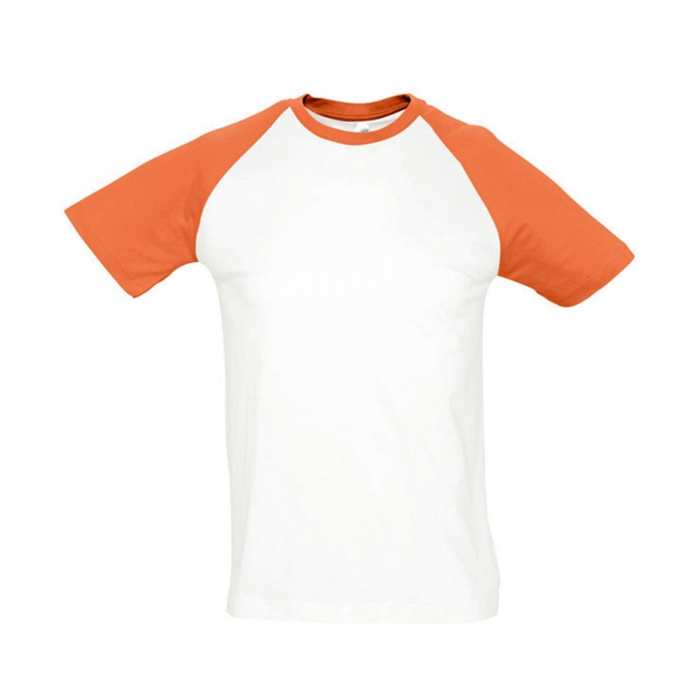Sols, funky contrast baseball t-shirt, white/Orange, custom printed
