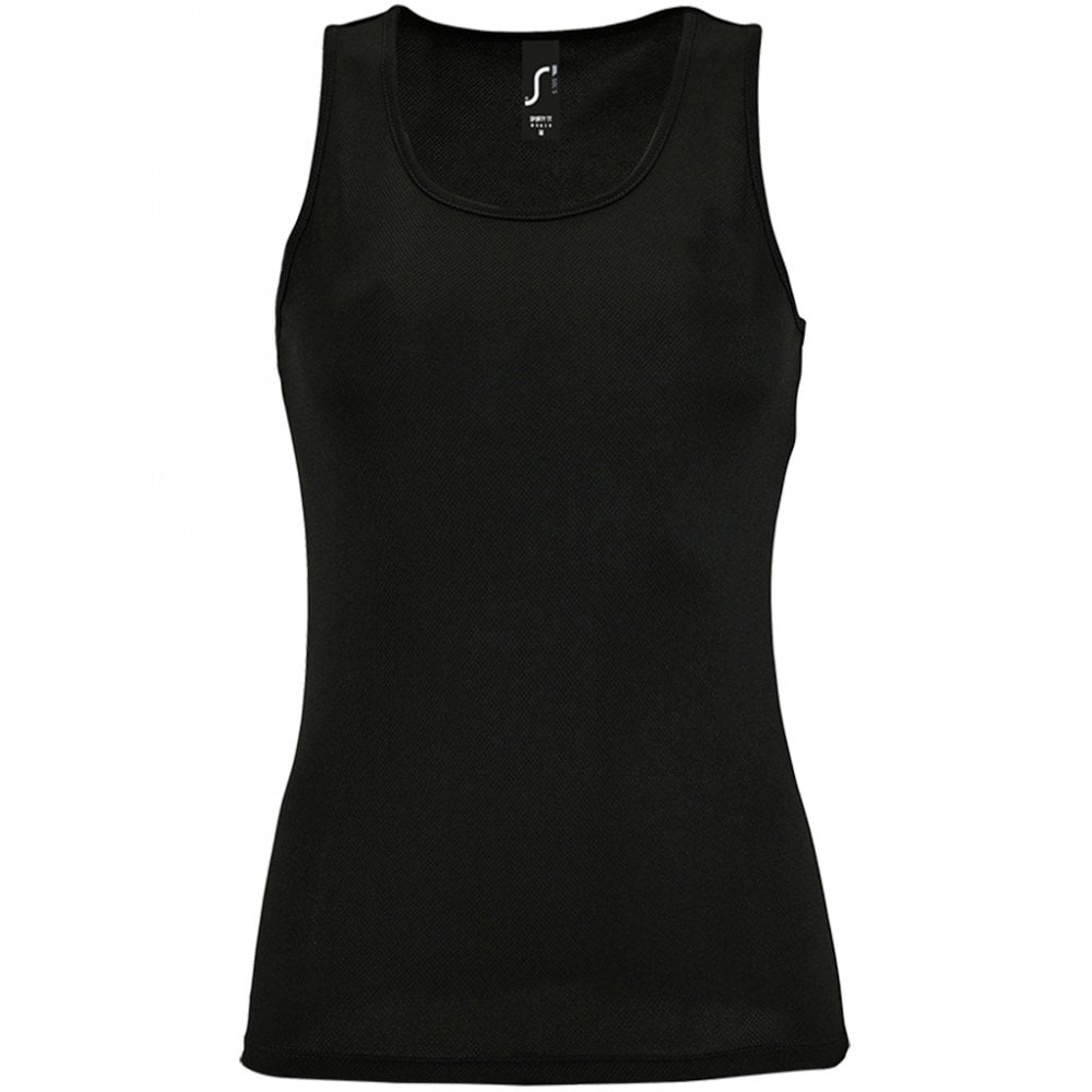 SOL'S ladies sporty performance tank top black custom print
