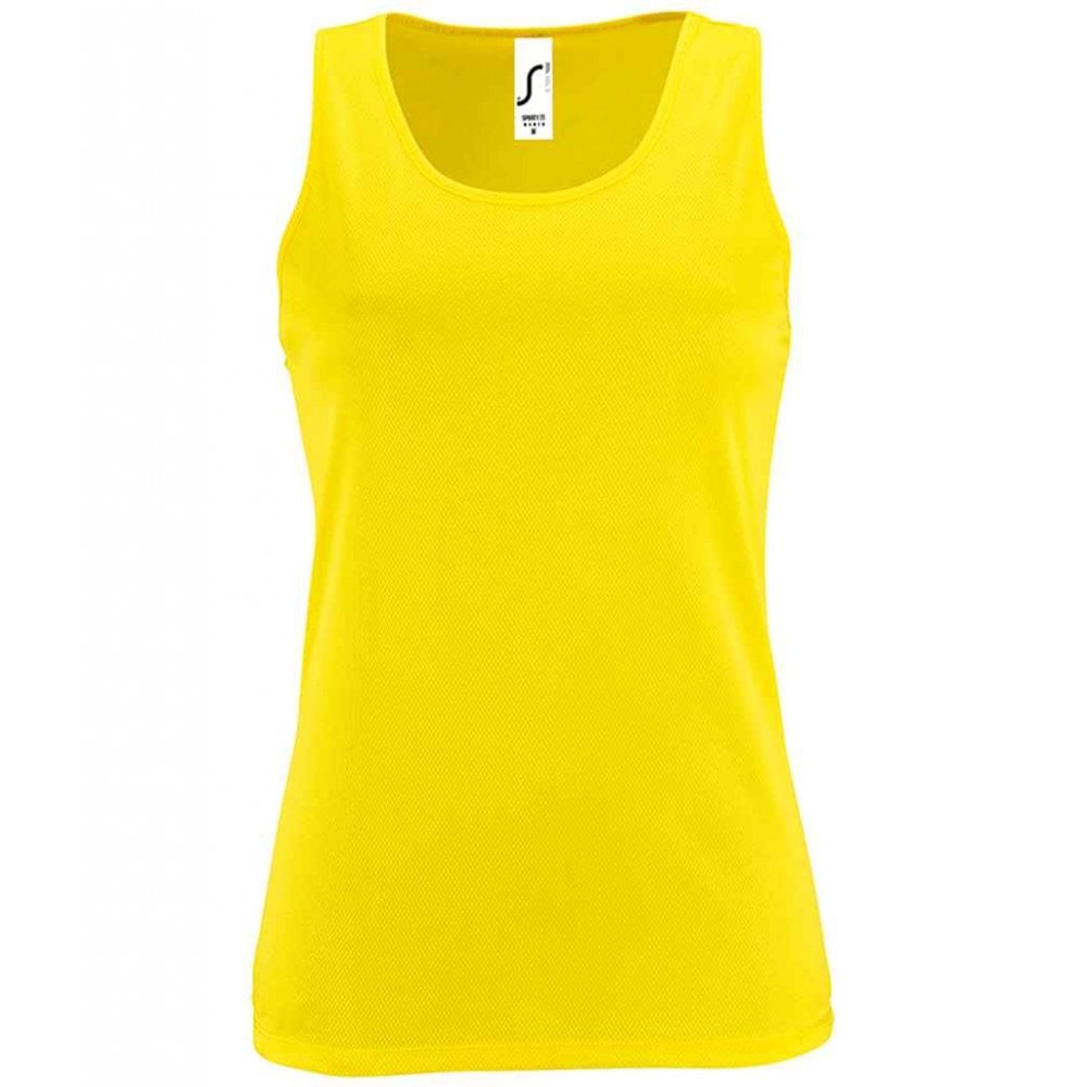 SOL'S ladies sporty performance tank top neon yellow custom print