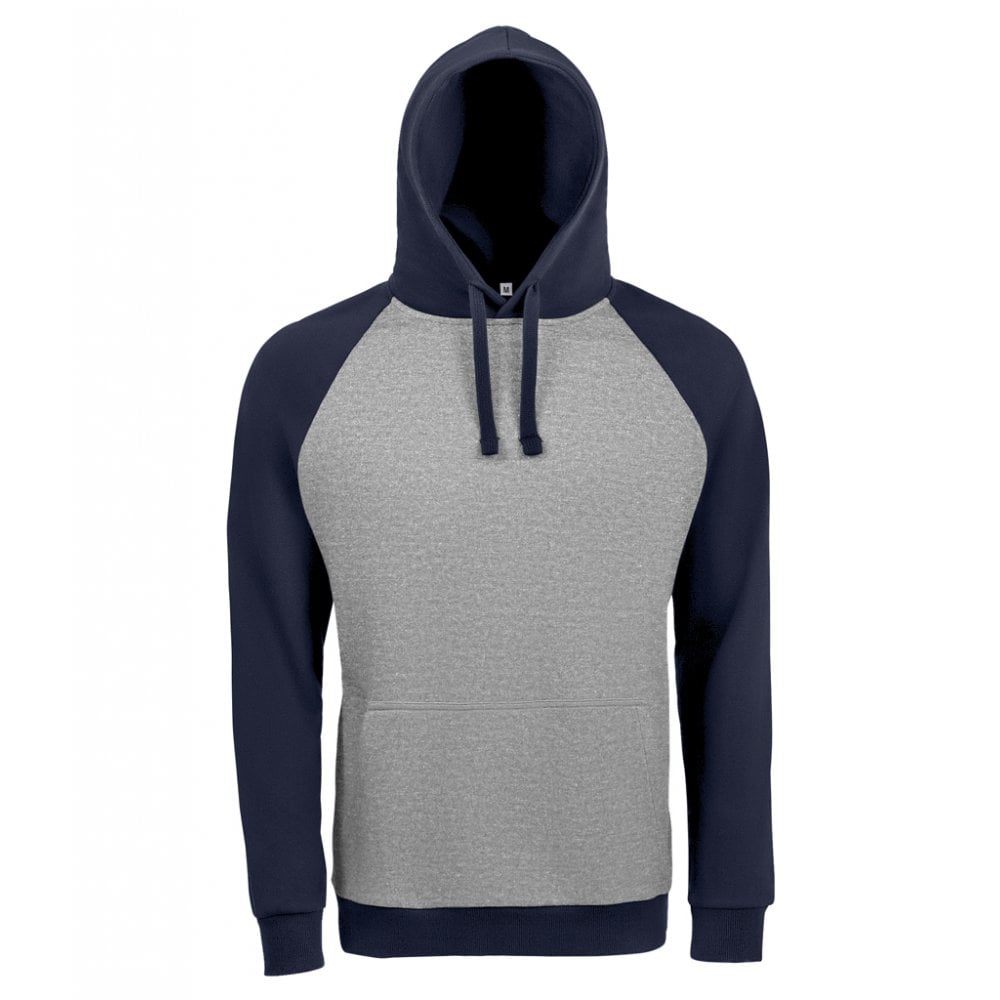 SOL'S Unisex Seattle Contrast Raglan Hoodie, Grey Marl/French Navy, Custom Print