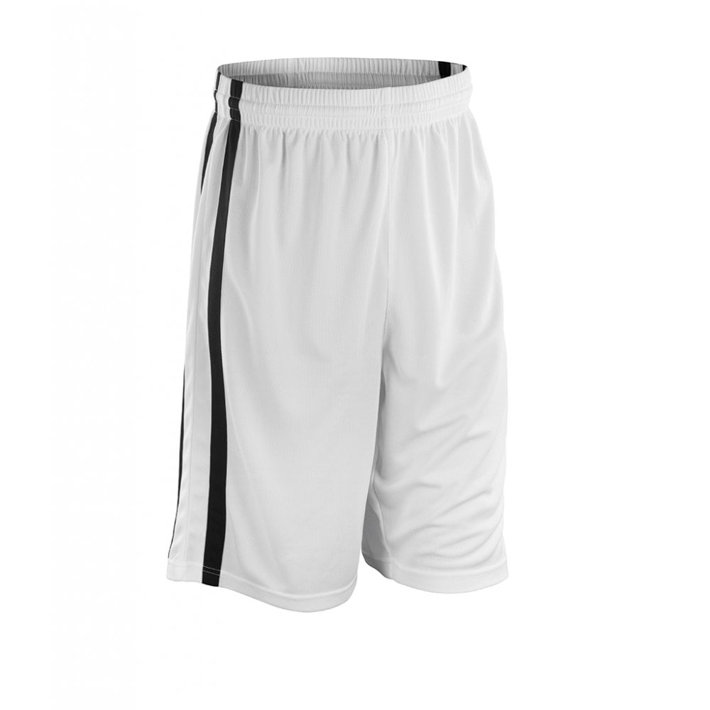 Spiro Basketball Shorts, White/Black, Custom Print