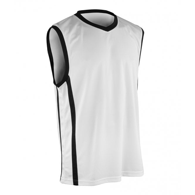 Spiro Basketball Top, White/Black, Custom Print