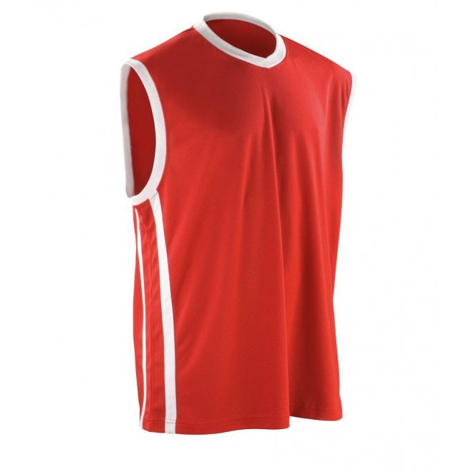 Spiro Basketball Top, Red/White, Custom Print
