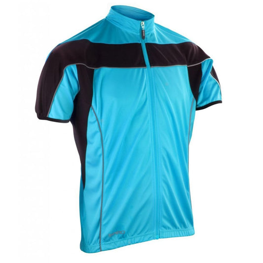Spiro Bikewear Top, Aqua/Black, Custom Print