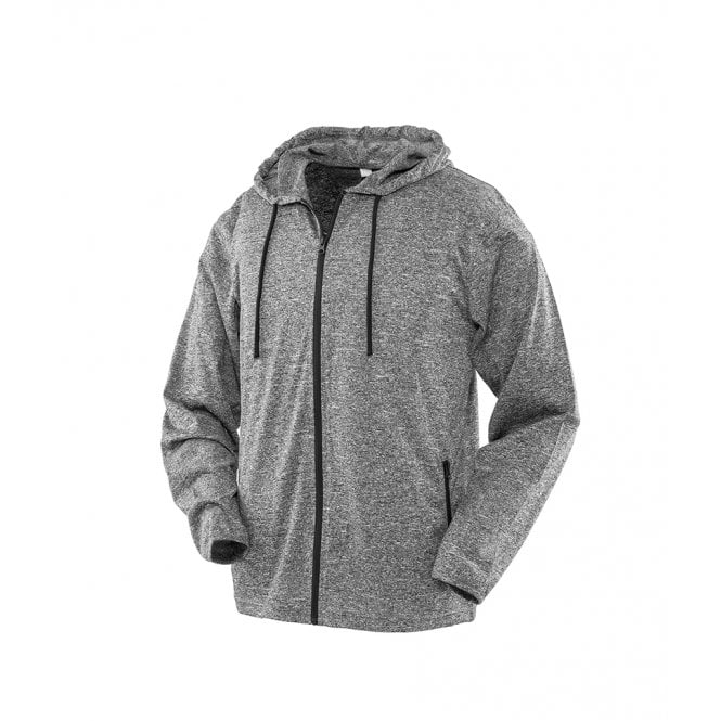 Spiro Hooded T-Shirt Jacket, Marl Grey, Custom Print
