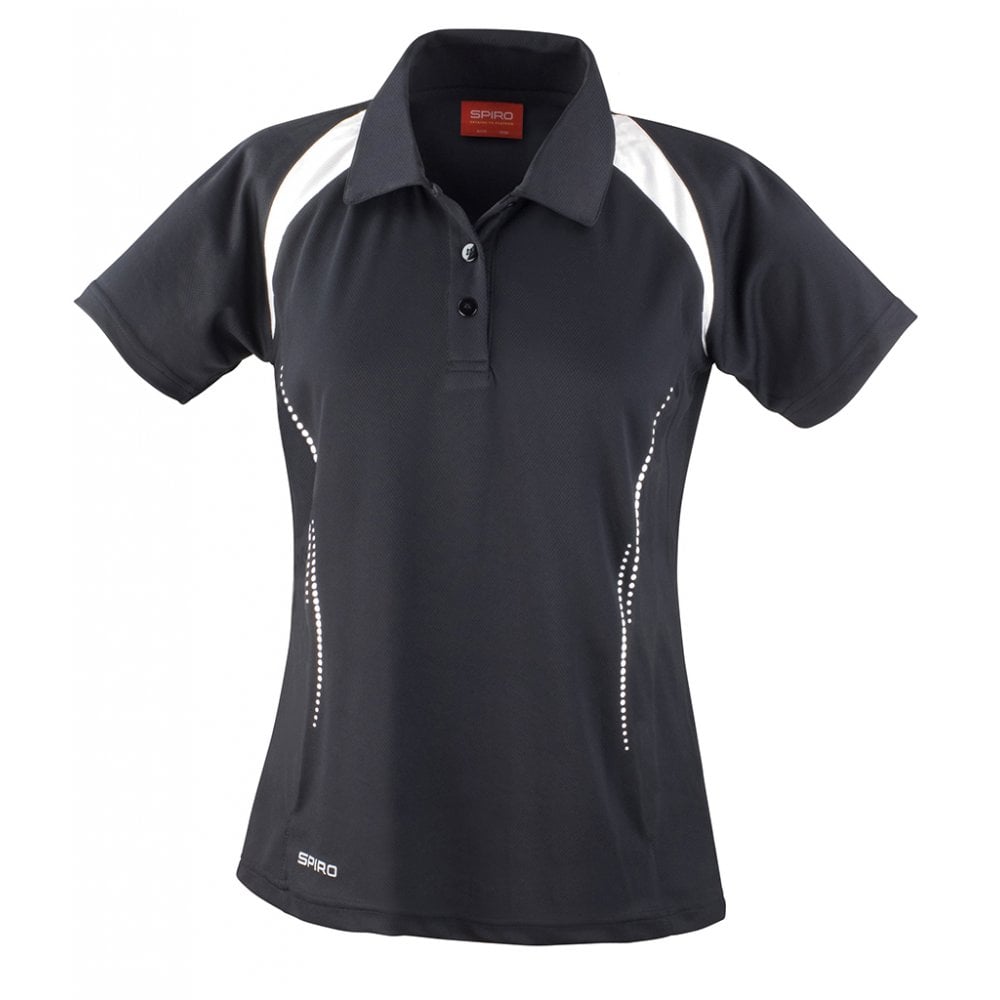 Spiro Ladies Team Spirit Polo Shirt, Black/White, Custom Print