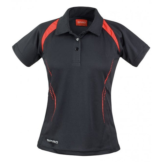 Spiro Ladies Team Spirit Polo Shirt, Black/Red, Custom Print