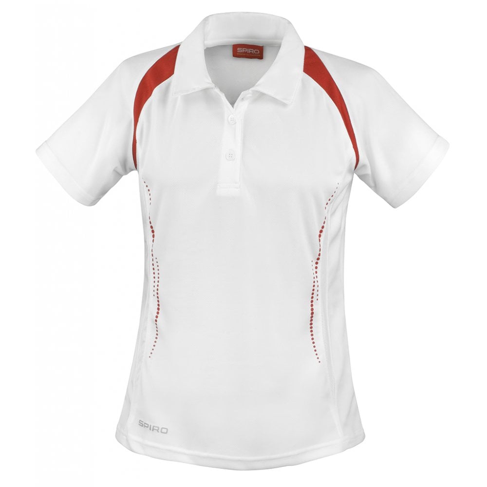Spiro Ladies Team Spirit Polo Shirt, White/Red, Custom Print