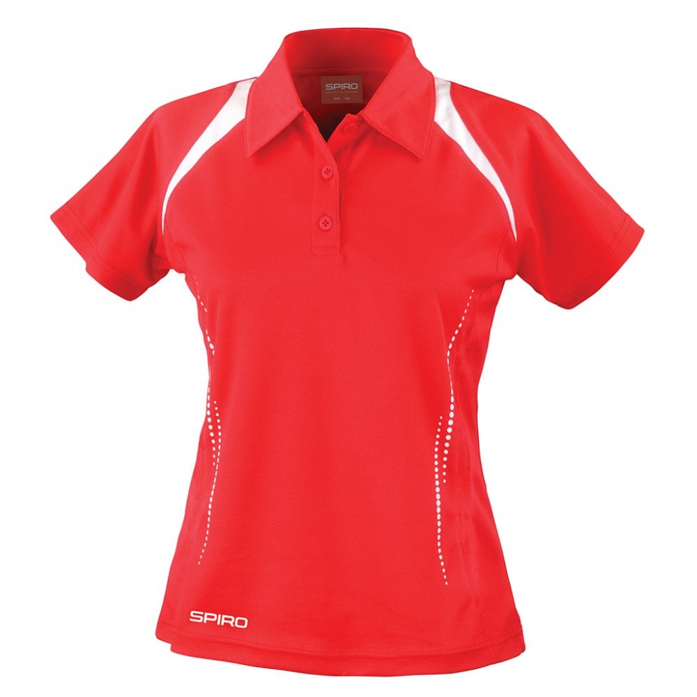 Spiro Ladies Team Spirit Polo Shirt, Red/White, Custom Print