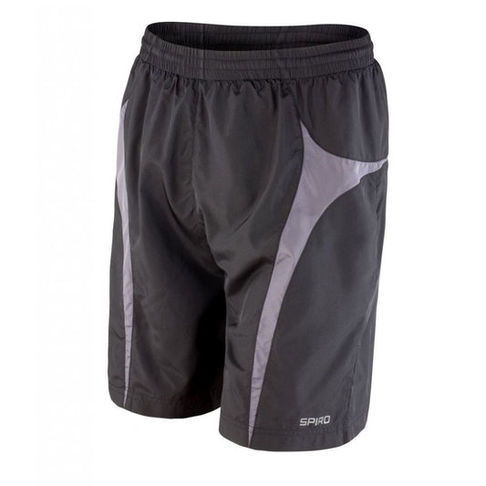 Spiro Micro-Lite Mesh Lined Team Shorts, Black/Grey, Custom Print