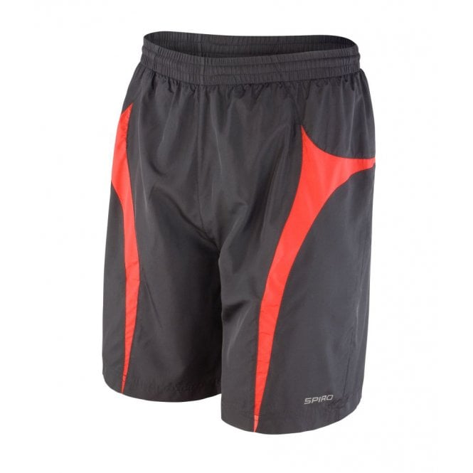 Spiro Micro-Lite Mesh Lined Team Shorts, Black/Red, Custom Print