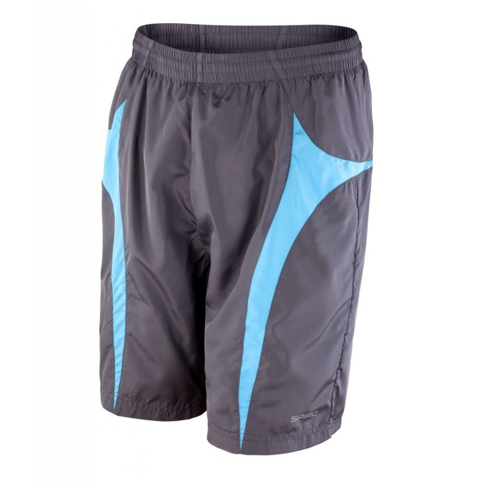 Spiro Micro-Lite Mesh Lined Team Shorts, Grey/Aqua, Custom Print
