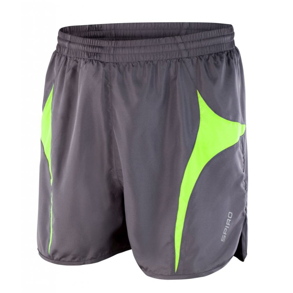 Spiro Micro-Lite Running Shorts, Grey/Lime Green, Custom Print