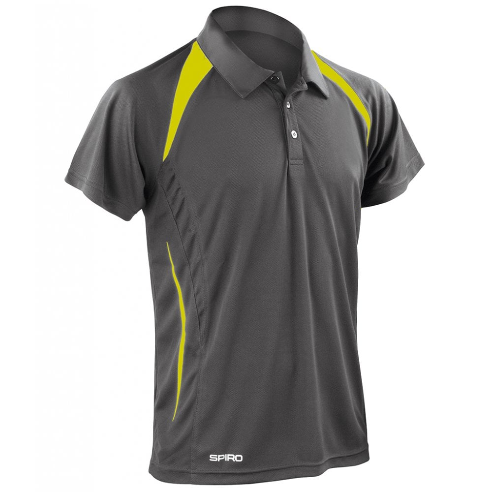 Spiro Team Spirit Polo Shirt, Grey/Lime Green, Custom Print