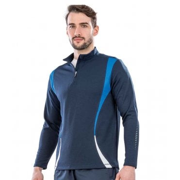Spiro unisex zip neck trial training top, navy/blue/white, custom printed, personalised