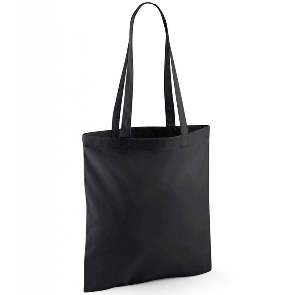 Westford Mills recycled cotton tote bag, black, custom printed, personalised
