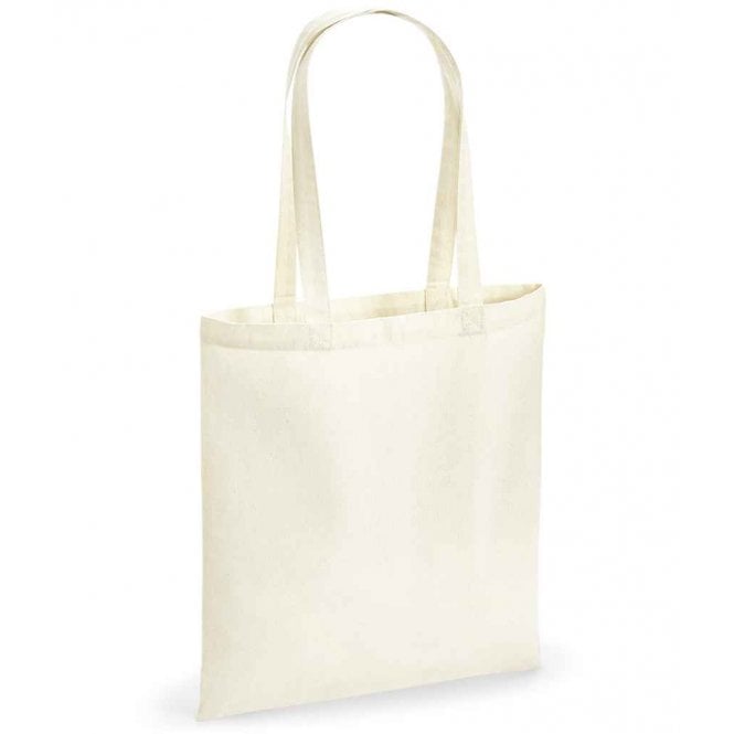 Westford Mills recycled cotton tote bag, white, custom printed, personalised