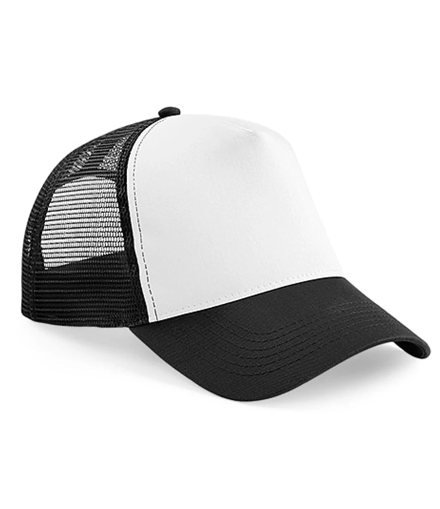 Black and white trucker cap on a white background