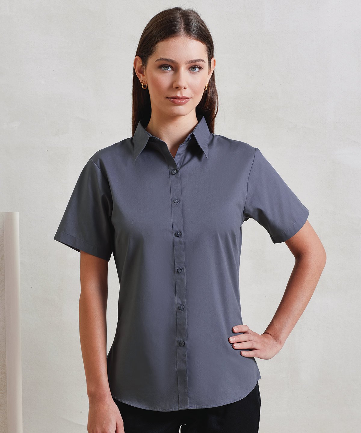 Premier Ladies short sleeve poplin blouse - Custom Printed