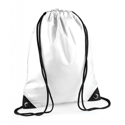 Bagbase premium gymsac, white, custom printed, personalised